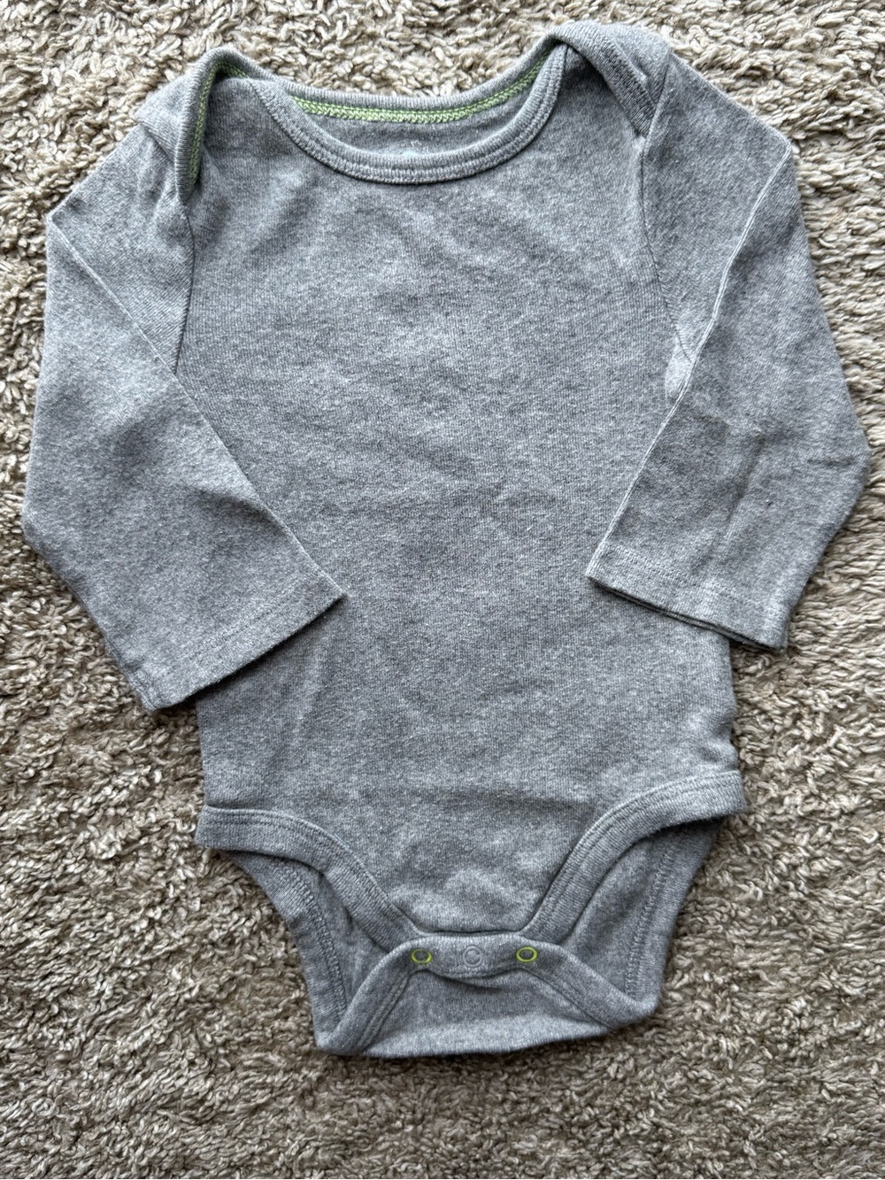 Cloud Island Gray Long Sleeve Bodysuit Baby One Piece 3-6M Cotton Basic